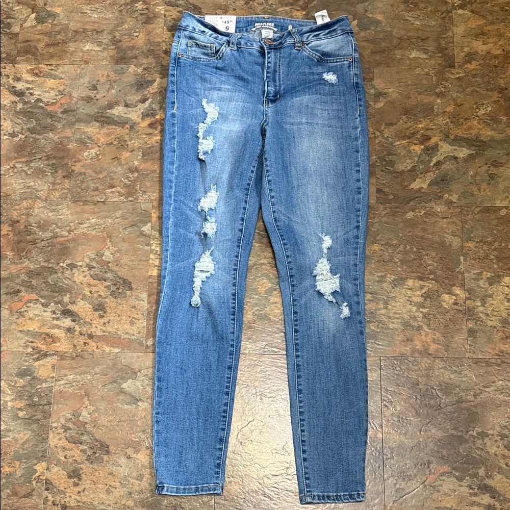 Miami Light Blue Ripped Skinny Jeans